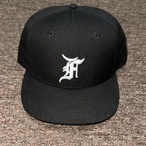 Fear of God Black Cap with White Logo size 8 no tags